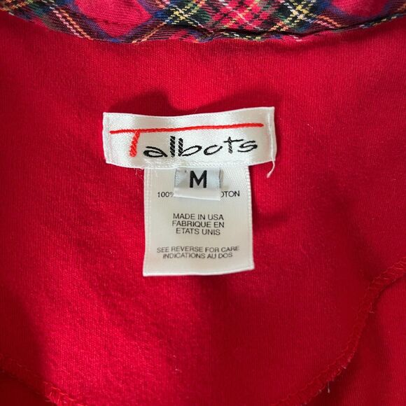 Vintage 80s Does 40s Talbots Dress M – Red, Plaid Trim, Gold Buttons, Preppy - Picture 7 of 10